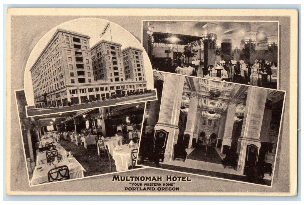 c1910 Multnomah Hotel Western Home Portland Oregon Multiview OR Vintage Postcard