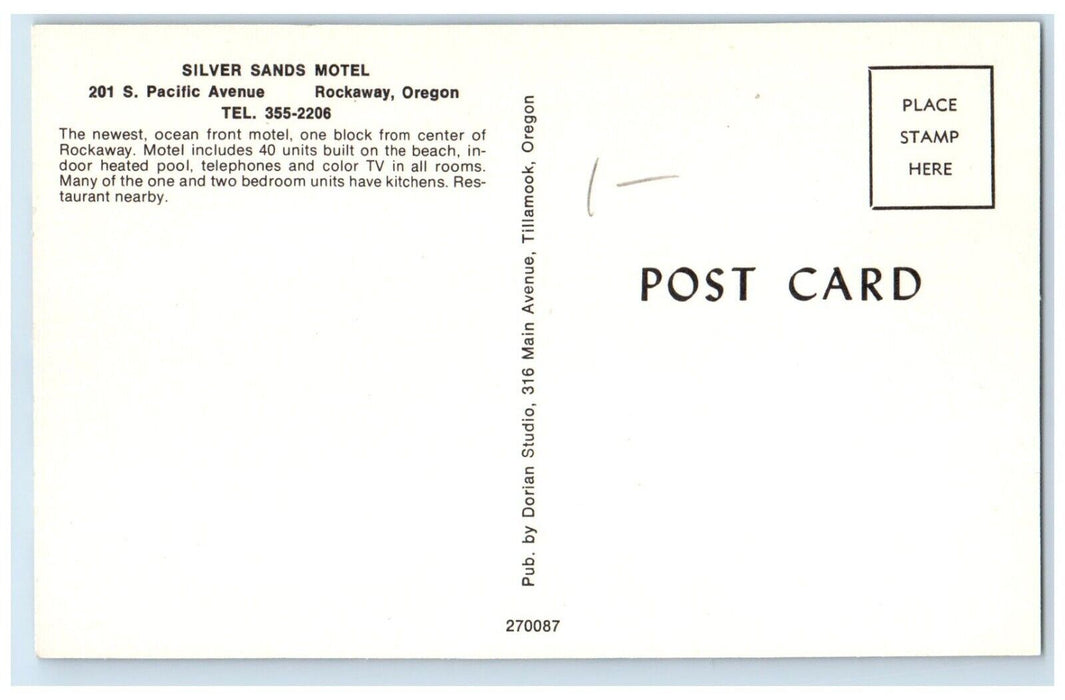 c1960 Silver Sands Motel Pacific Avenue Rockaway Oregon Vintage Antique Postcard