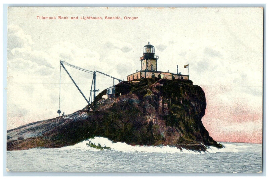 c1910 Tillamook Rock Lighthouse Exterior Coast Seaside Oregon Vintage Postcard