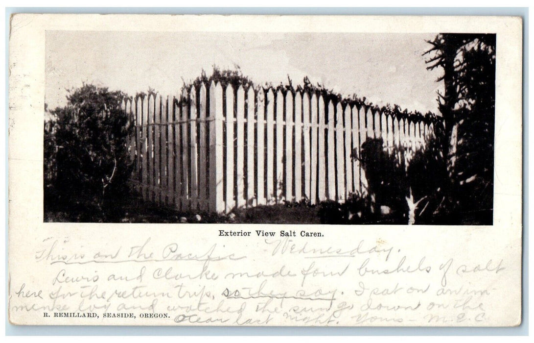 1905 Exterior View Salt Caren Fence Exterior Seaside Oregon OR Vintage Postcard