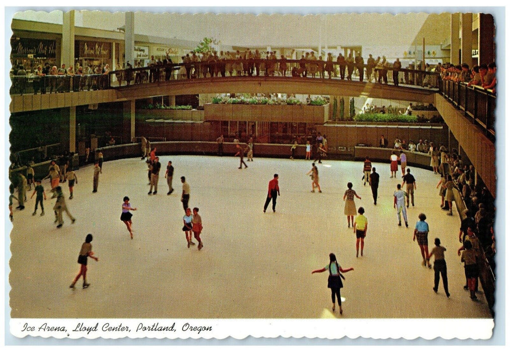 c1960 Ice Arena Lloyd Center Portland Center Andre Skating Mall Oregon Postcard