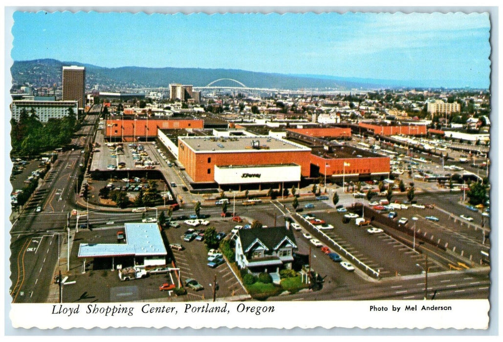 c1960 Lloyd Shopping Center Fremont Bridge Parking Portland Oregon OR Postcard