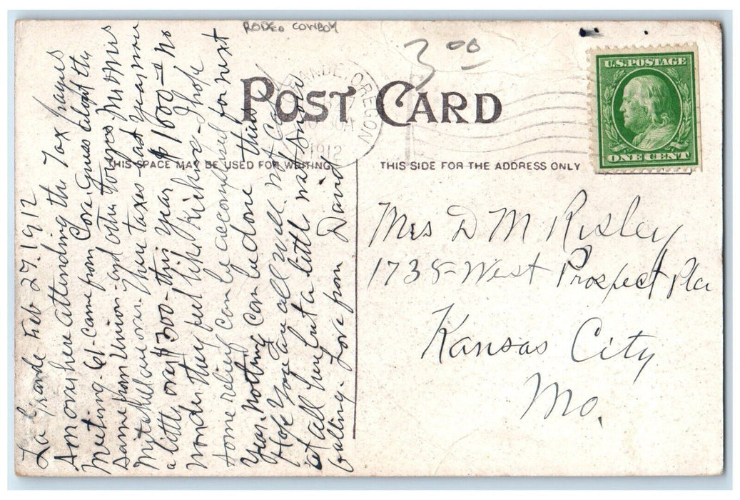 1912 Dynamite Kid Sticking Hot Stuff Round-Up Cowboy Pendleton Oregon Postcard
