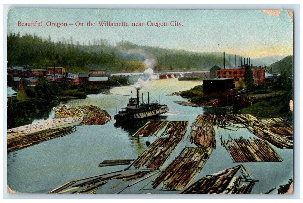 1909 Beautiful Oregon Willamette Steamer Ship Oregon City Oregon OR PNC Postcard