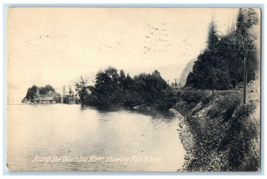 1908 Along Columbia River Showing Fish Wheel Portland Oregon OR Vintage Postcard
