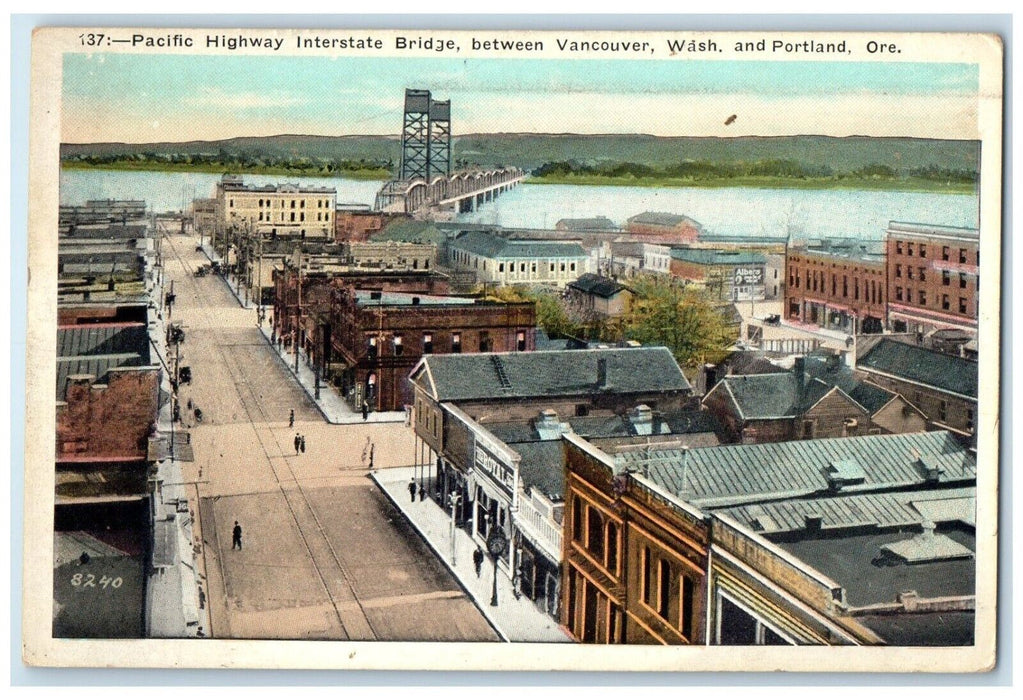 1924 Pacific Highway Interstate Bridge Vancouver Wash. Portland Oregon Postcard
