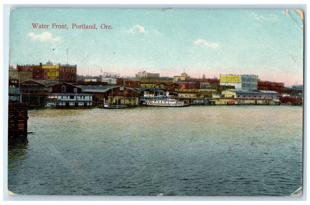 1909 Water Front Exterior Building Coast Portland Oregon OR Vintage PNC Postcard