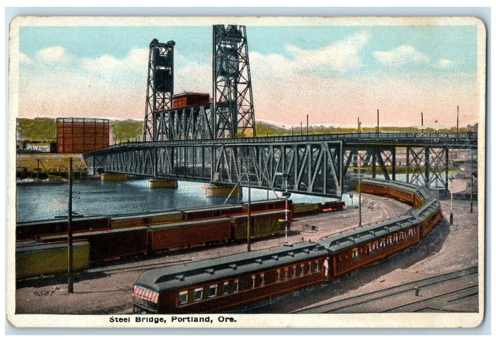c1910 Steel Bridge Railway Station Exterior Portland Oregon OR Vintage Postcard