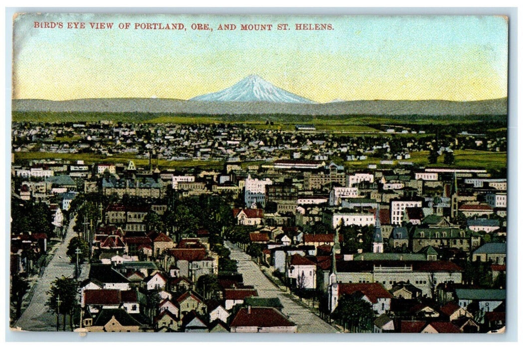 1911 Birds Eye View  Mount St. Helens Exterior Portland Oregon Vintage Postcard