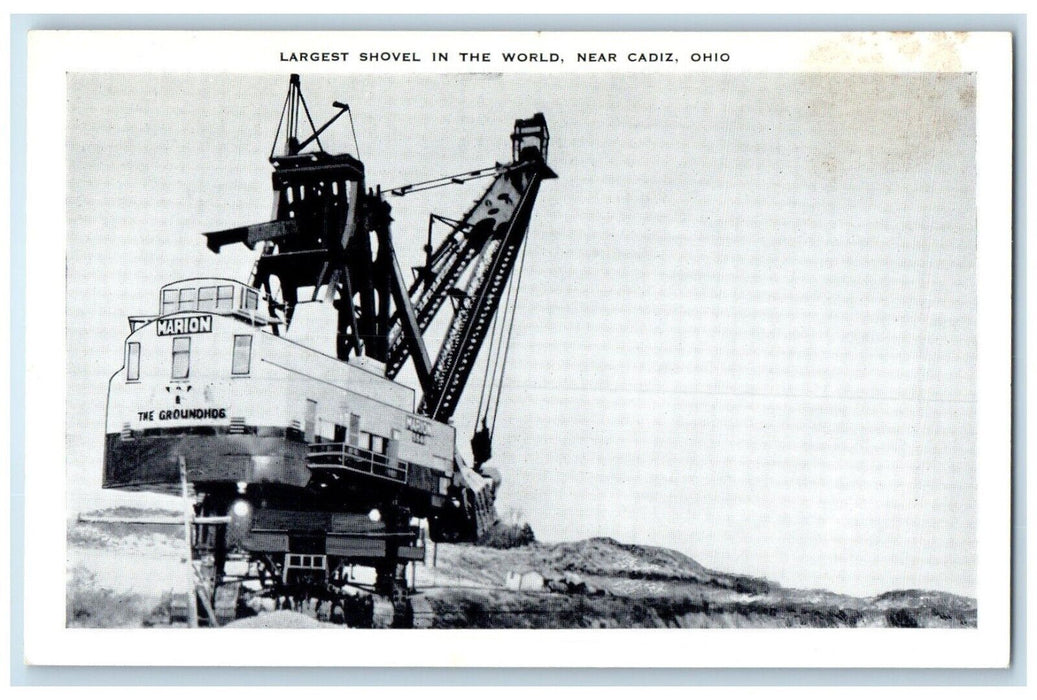 c1940 Marion Groundhog Largest Shovel World Near Cadiz Ohio OH Unposted Postcard