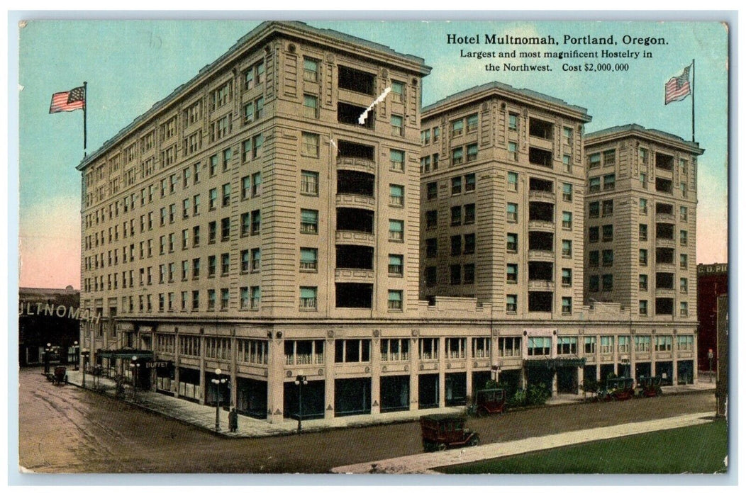 c1910 Hotel Multnomah Exterior Building Portland Oregon Vintage Antique Postcard