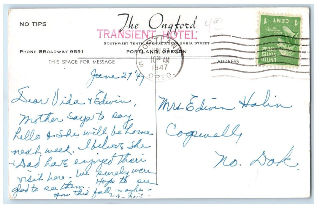 1947 Building Sixty-Three Unites Room Pullman Kitchens Portland Oregon Postcard