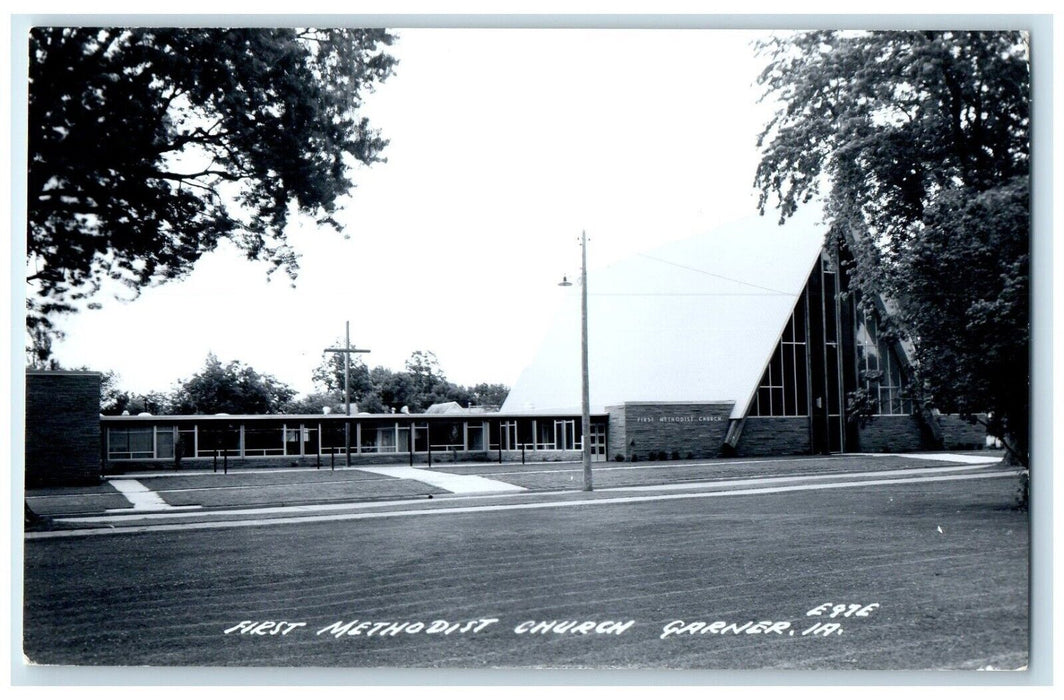 c1940's First Methodist Church Garner Iowa IA RPPC Photo Vintage Postcard