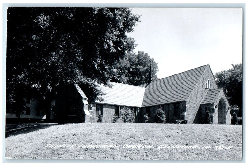 c1950's Trinity Lutheran Church Glenwood Iowa IA RPPC Photo Vintage Postcard