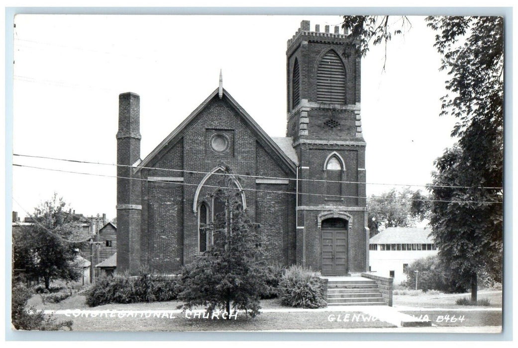 c1940's Congregational Church Glenwood Iowa IA RPPC Photo Vintage Postcard