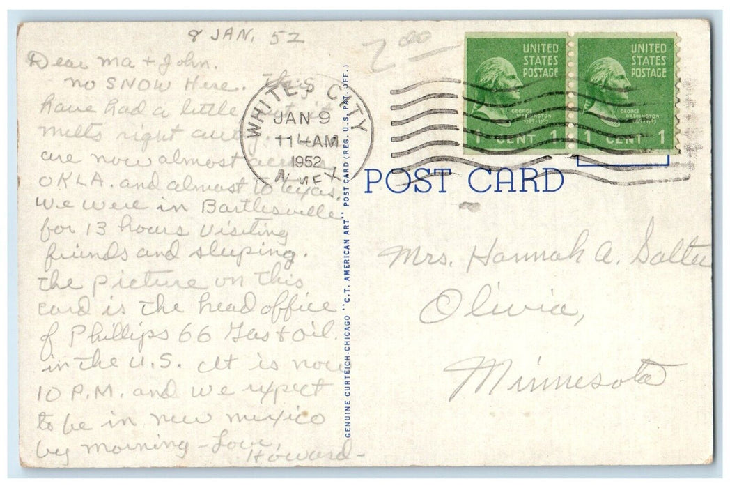 1952 Philips Petroleum Co. Building Exterior Bartlesville Oklahoma OK Postcard