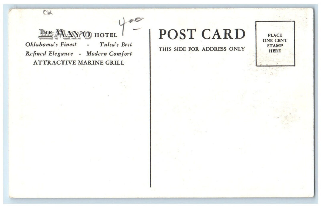 c1920 The Mayo Hotel Marine Grill Exterior Building Tulsa Oklahoma OK Postcard