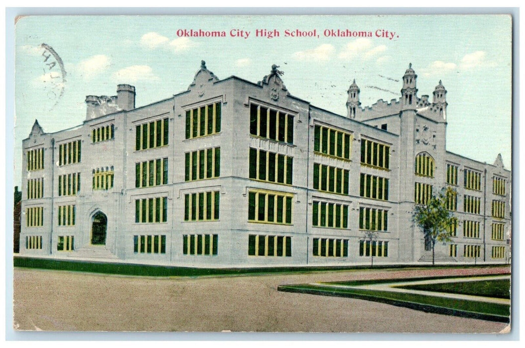 1911 Oklahoma City High School Exterior Building Oklahoma City Oklahoma Postcard