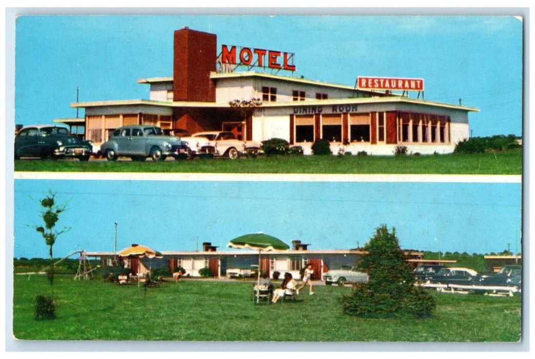 1959 Tourinns Motor Court Restaurant Norfolk Kiptopeke Beach Virginia Postcard