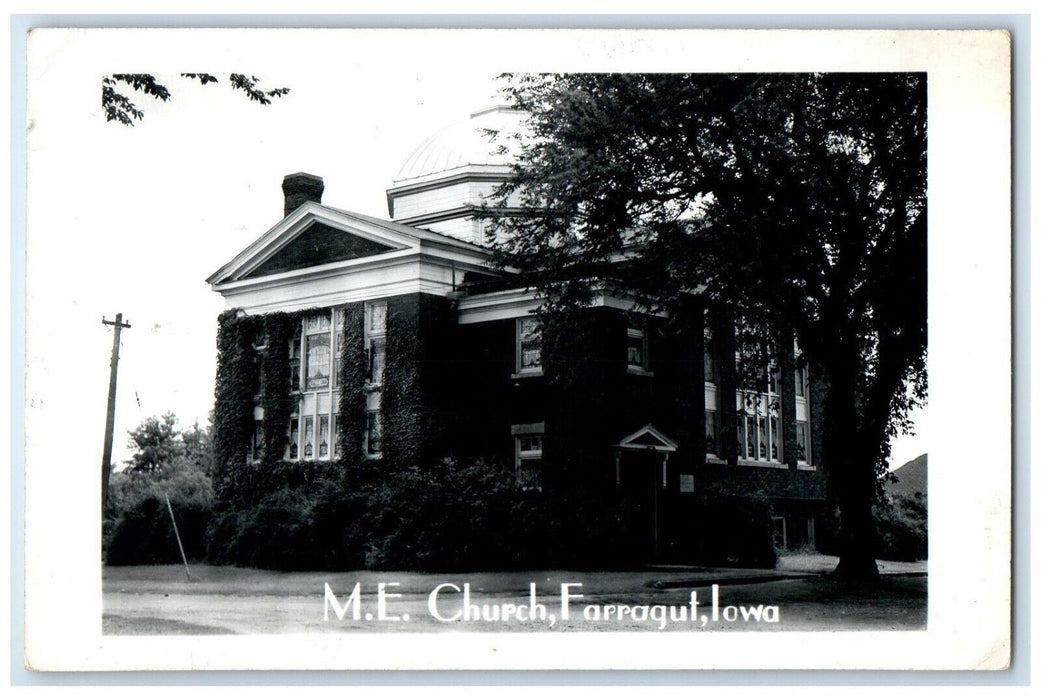 1951 View Of ME Church Farragut Iowa IA RPPC Photo Posted Vintage Postcard