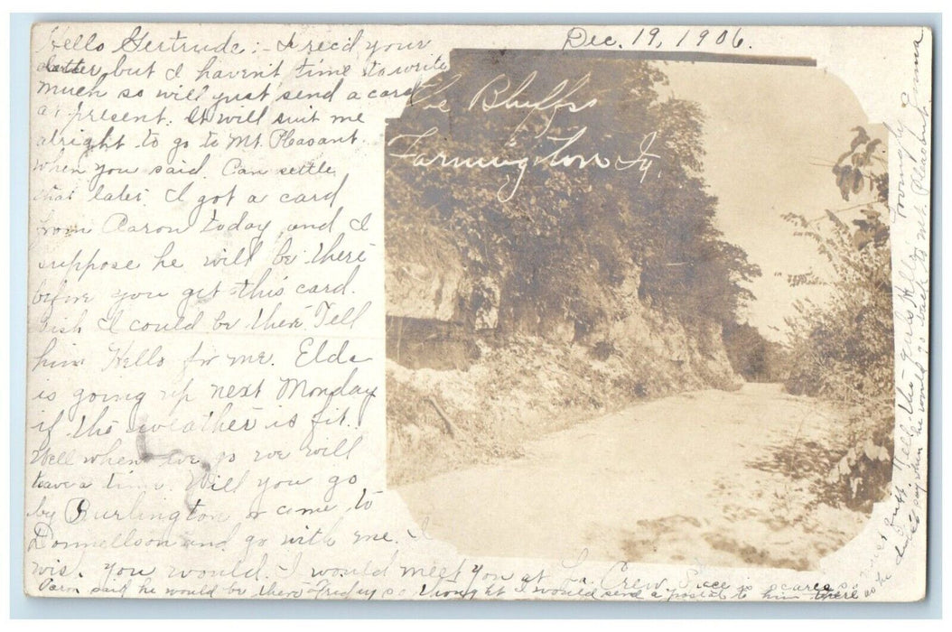 1908 The Bluffs Dirt Road Scene Farmington Iowa IA RPPC Photo Antique Postcard