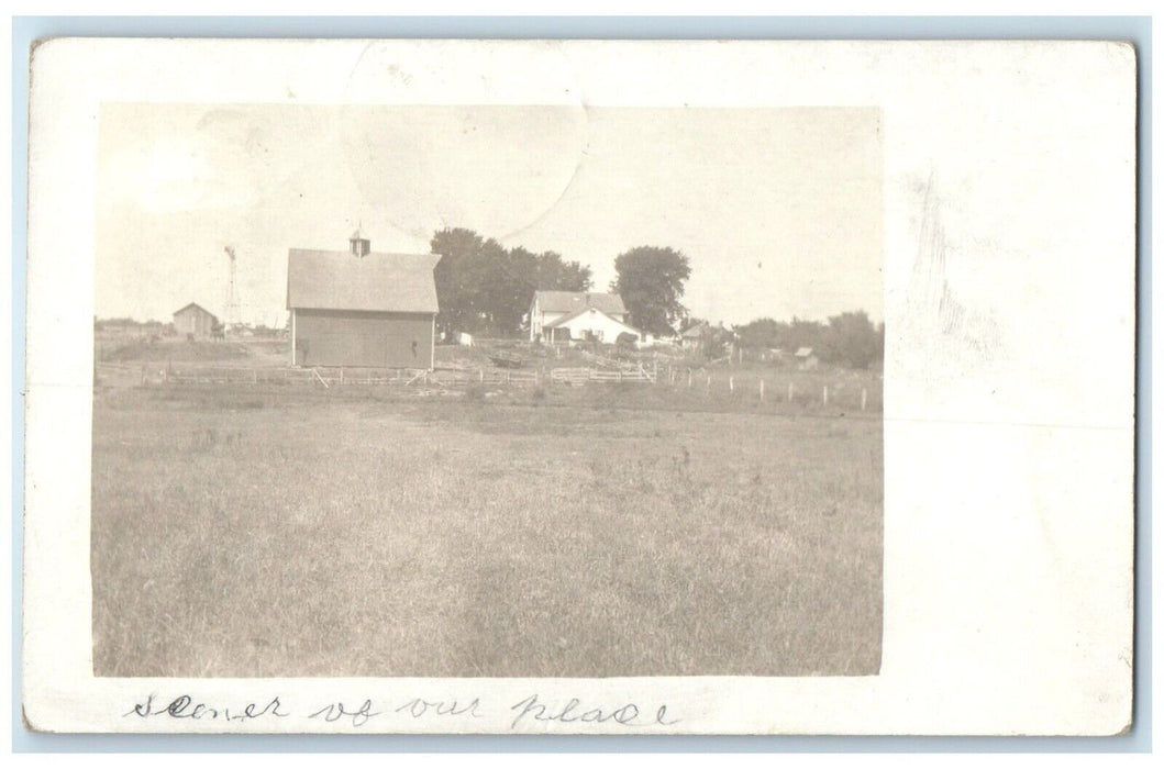 1908 House Scene Field Farmington Iowa IA RPPC Photo Posted Antique Postcard