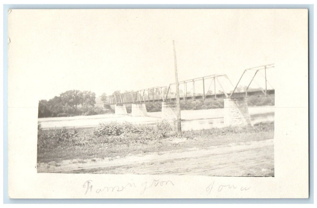 c1910's K.C. Railroad Bridge Farmington Iowa IA RPPC Photo Antique Postcard