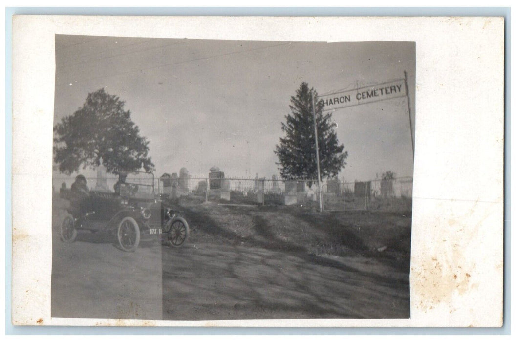 c1910's Sharon Cemetery Car Farmington Iowa IA RPPC Photo Antique Postcard