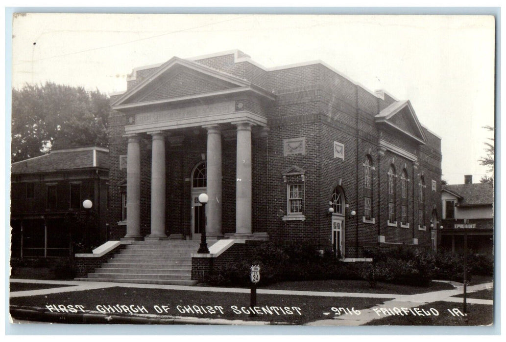 1937 First Church Of Christ Scientist Fairfield Iowa IA RPPC Photo Postcard