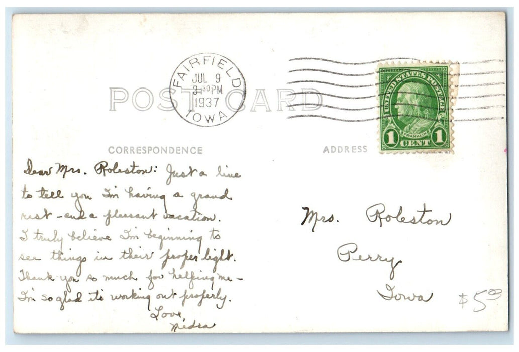 1937 First Church Of Christ Scientist Fairfield Iowa IA RPPC Photo Postcard