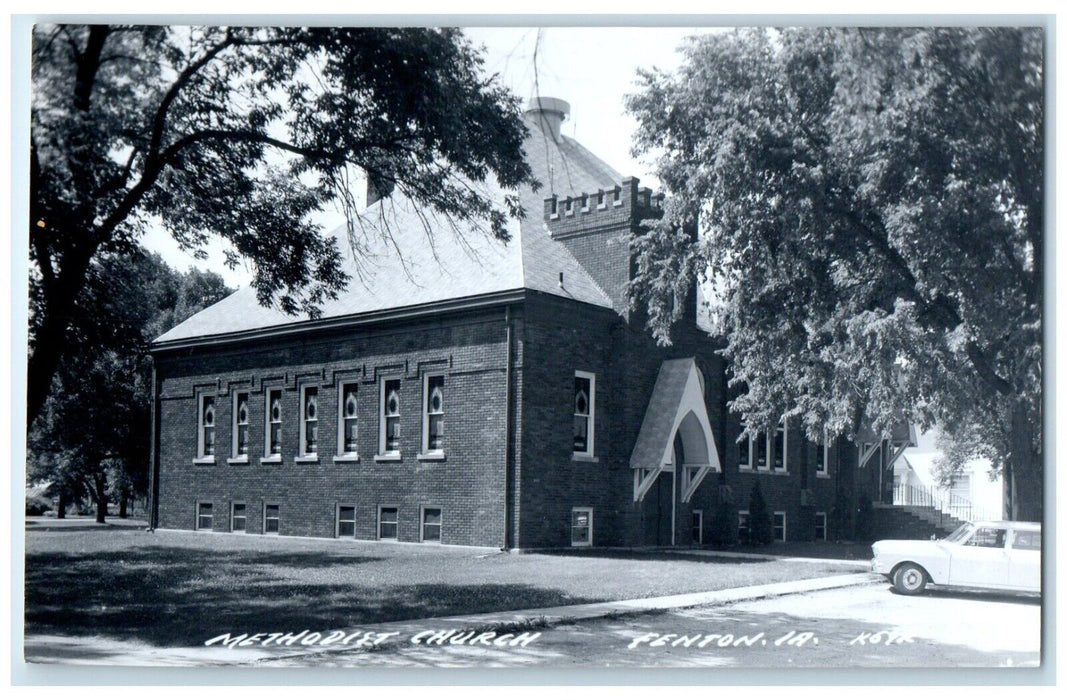 c1940's Methodist Church Car Fenton Iowa IA RPPC Photo Vintage Postcard