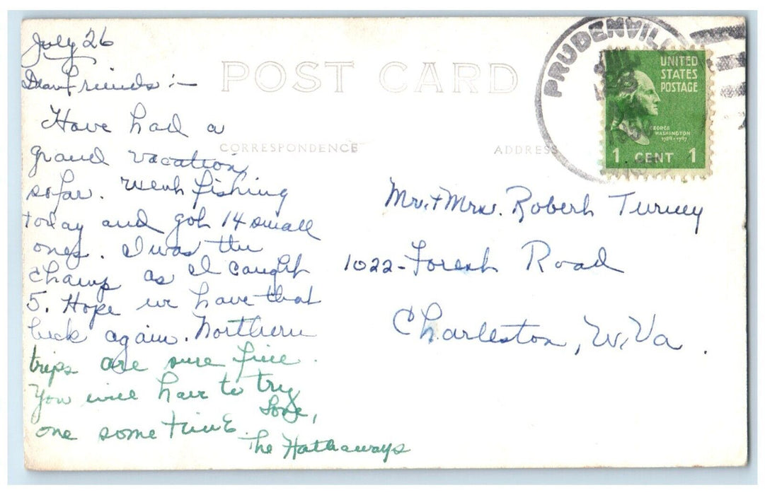 1950 Hotel Johnsn's Rustic Resort Houghton Lake Michigan MI RPPC Photo Postcard