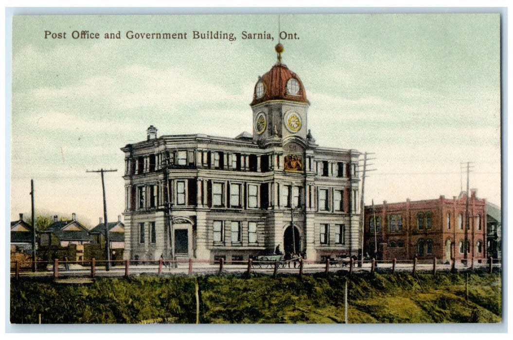 c1910 Post Office and Government Building Sarnia Ontario Canada Postcard