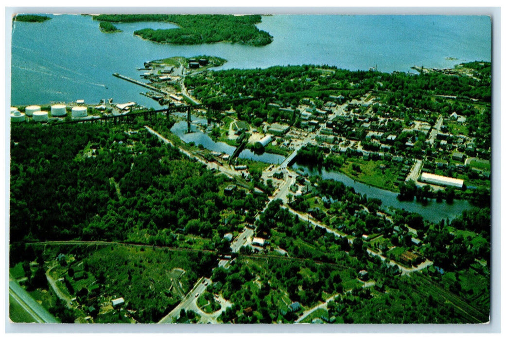 c1960's Aerial View of Parry Sound Ontario Canada Vintage Unposted Postcard