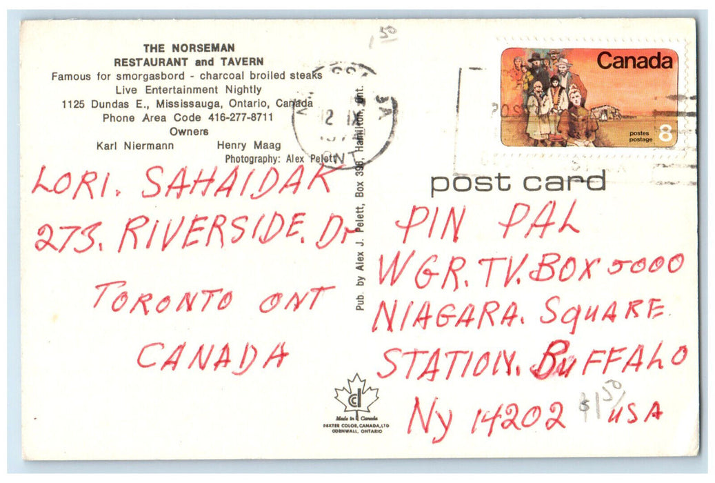 1974 Norseman Restaurant Tavern Mississauga Ontario Canada Multiview Postcard