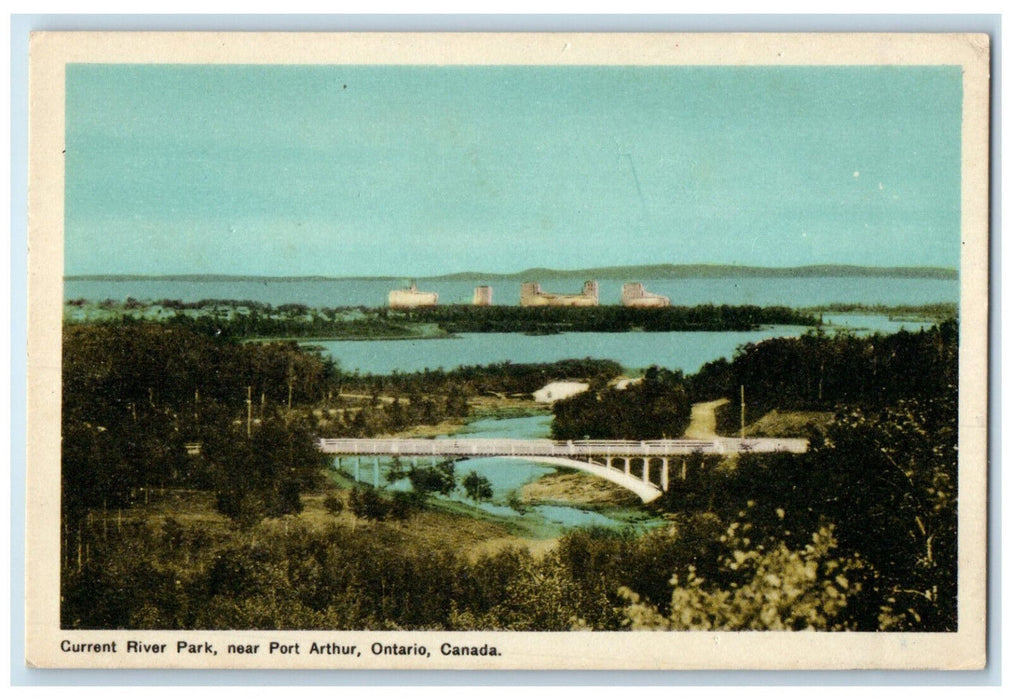 c1940's Bridge Current River Park Near Port Arthur Ontario Canada Postcard