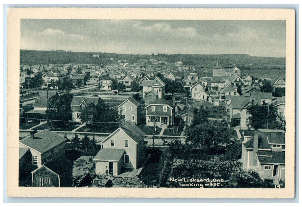 c1940's New Liskeard Ontario Looking West Canada Vintage Unposted Postcard