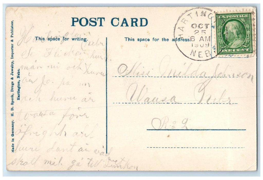 1909 Exterior View Catholic Church Parsonage Hartington Nebraska Posted Postcard