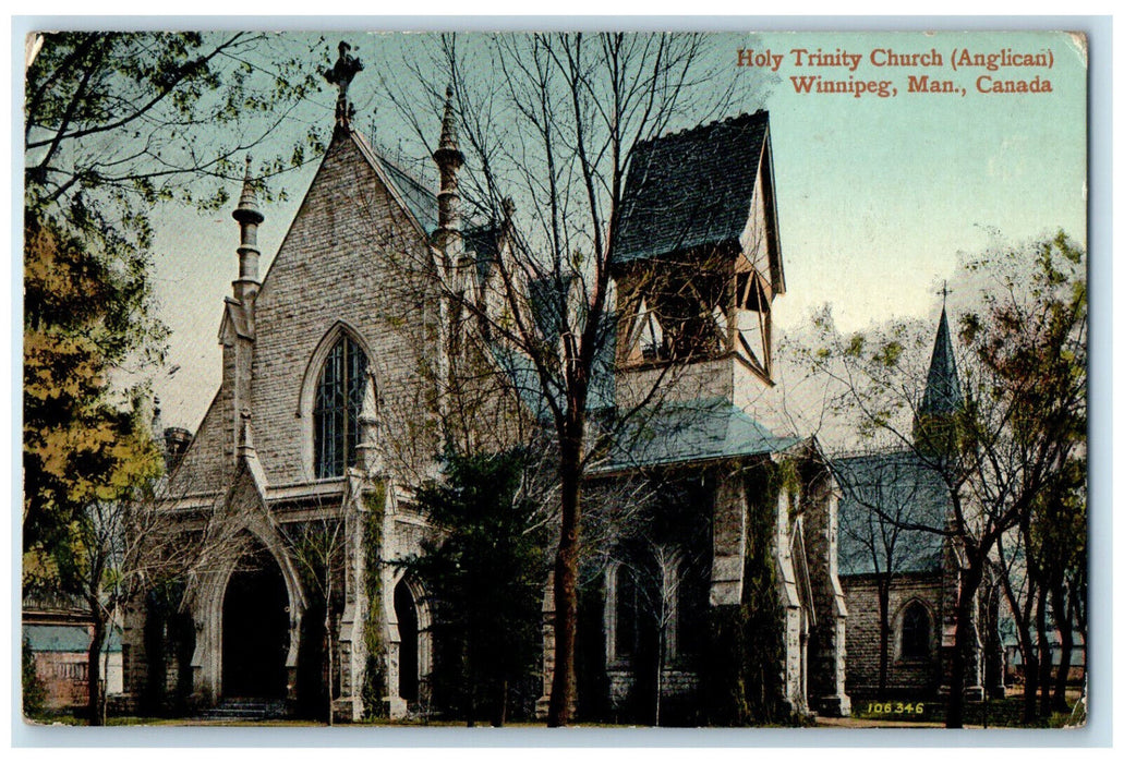 1917 Holy Trinity Church (Anglican) Winnipeg Manitoba Canada Postcard