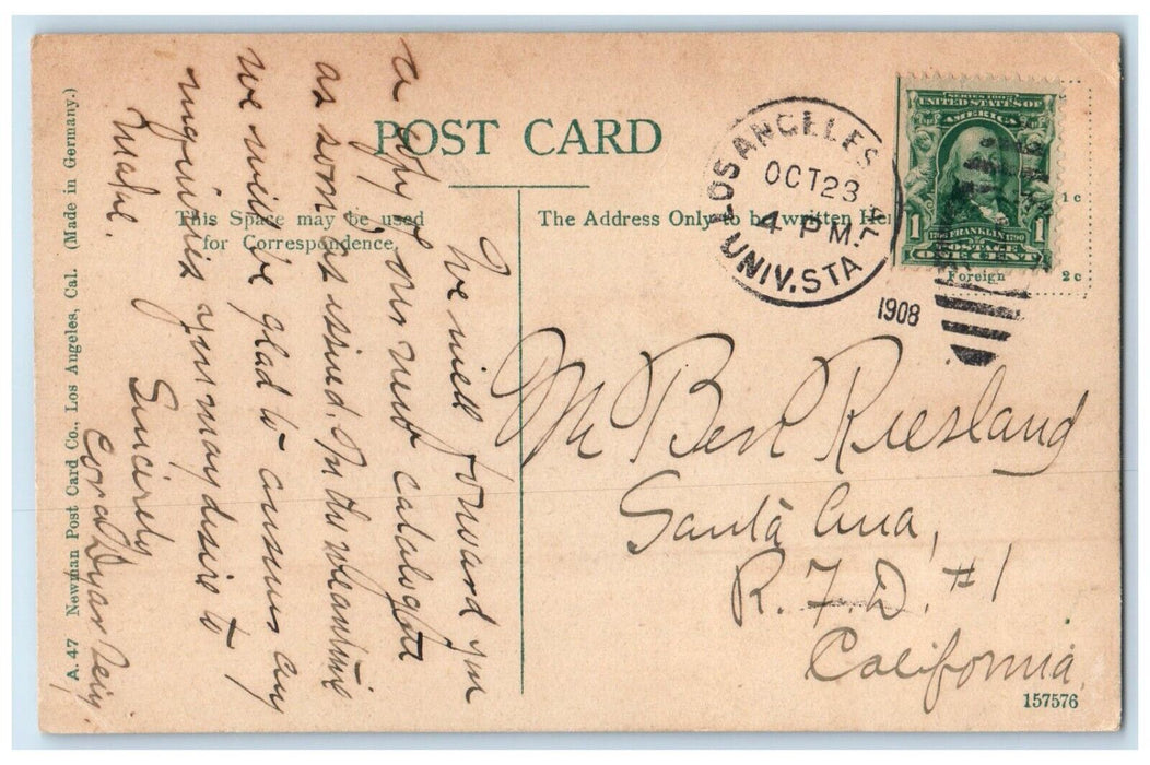 1908 Exterior University Southern California Los Angeles California CA Postcard