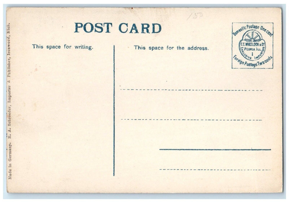 c1910 Luther Wright High School Exterior Building Ironwood Michigan MI Postcard