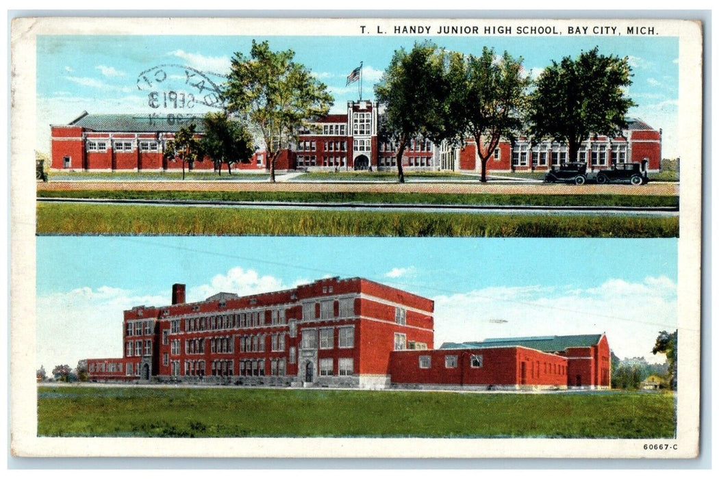 1920 TL Handy Junior High School Exterior Building Bay City Michigan MI Postcard