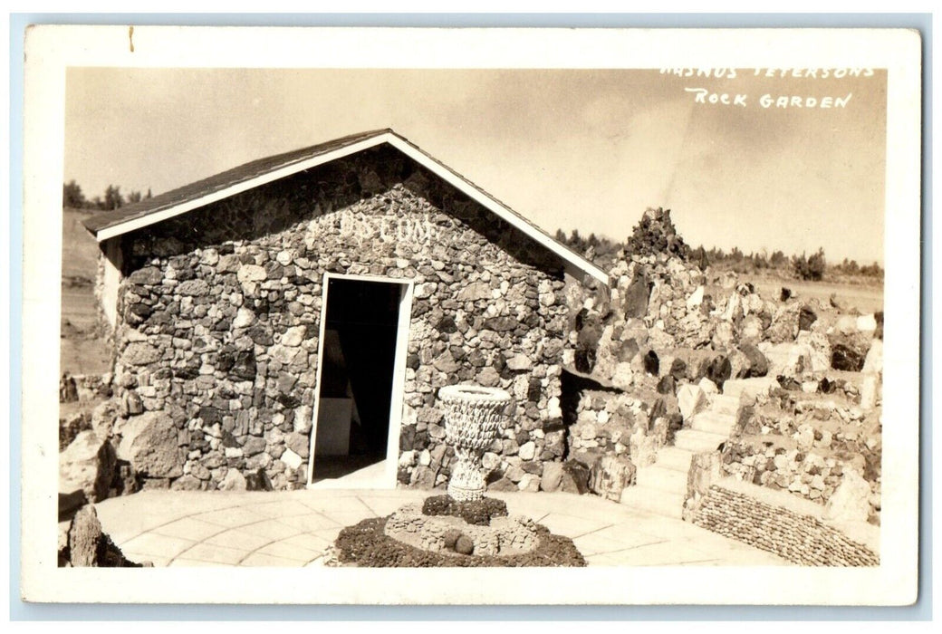 View Of Rasmus Petersons Rock Garden Redmond Oregon OR RPPC Photo Postcard