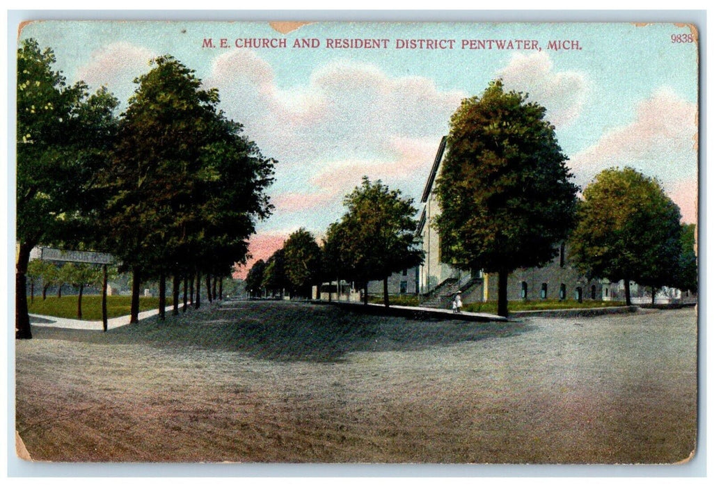 1909 M.E. Church Resident District Exterior Building Pentwater Michigan Postcard
