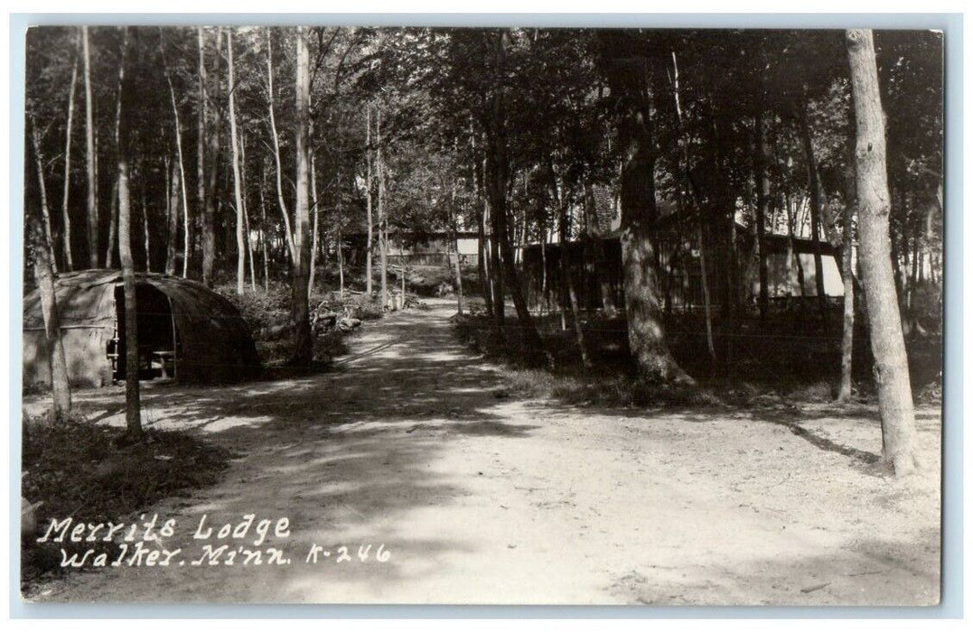 1942 Merrit Lodge Building View Walker Minnesota MN RPPC Photo Postcard