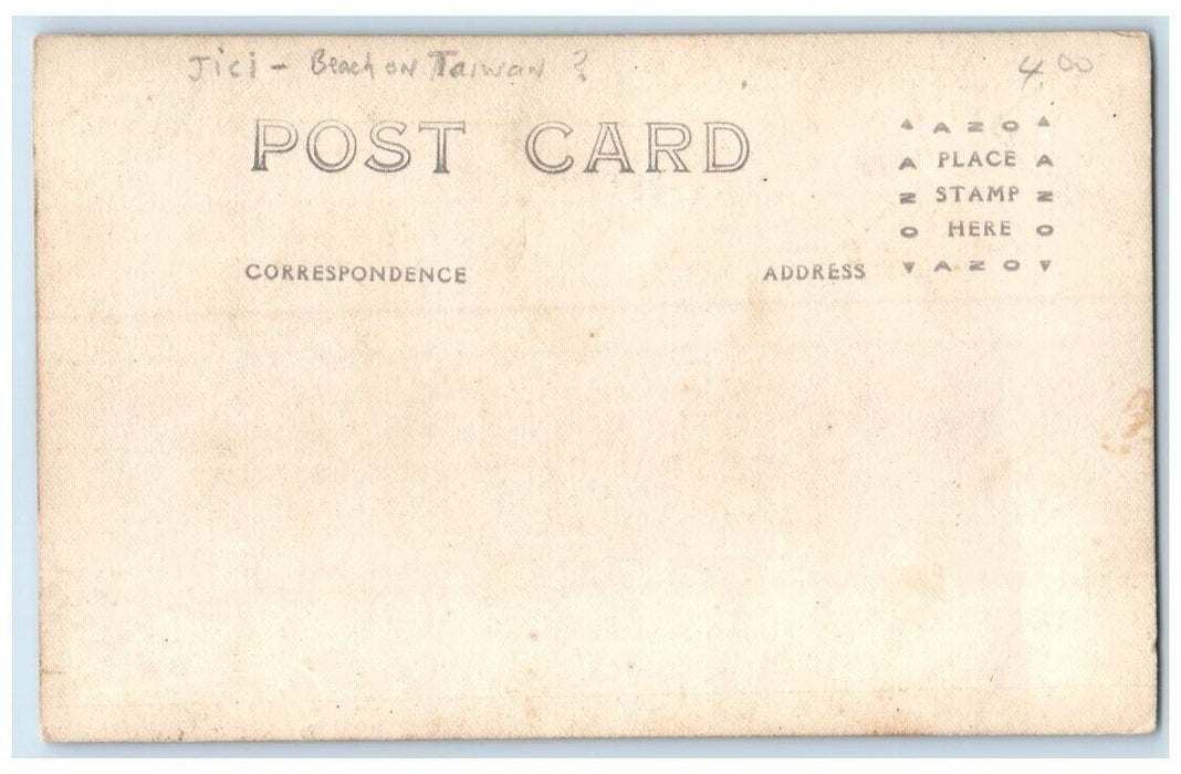c1918 Livestock Cattle Cow Pen Jici Beach Taiwan RPPC Photo Unposted Postcard