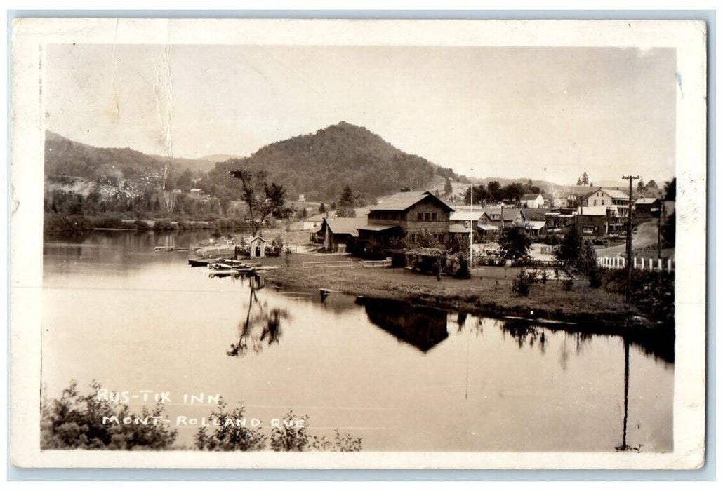 1946 Rus-Tik Inn Lake Mountain View Mont Rolland Quebec RPPC Photo Postcard