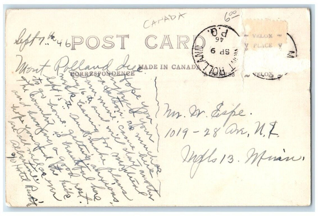 1946 Rus-Tik Inn Lake Mountain View Mont Rolland Quebec RPPC Photo Postcard