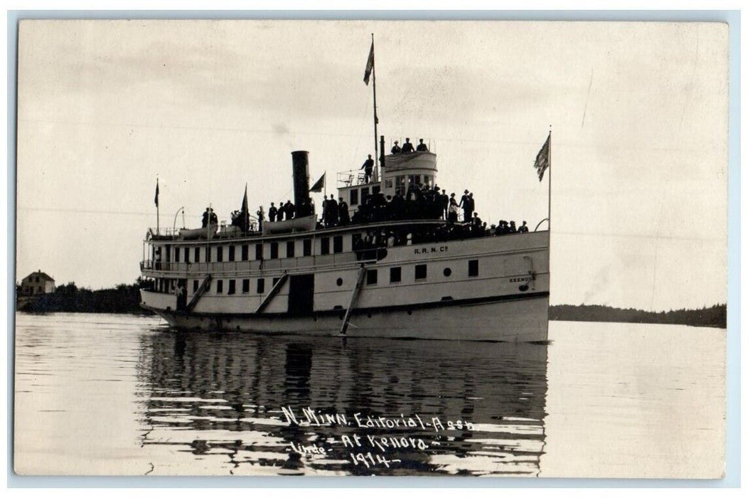 1914 SS Keenora Steamship Lake Winnipeg View Linde Manitoba RPPC Photo Postcard