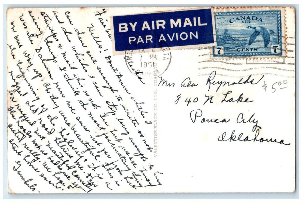 1951 Main Street View Air Mail Dawson Creek British Columbia RPPC Photo Postcard